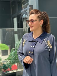 Şebboy Takım Tensel Qupra Omuzları Taş İşlemeli İkili Takım Lacivert
