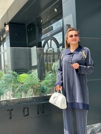 Şebboy Takım Tensel Qupra Omuzları Taş İşlemeli İkili Takım Lacivert