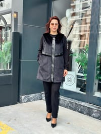 Siyah Kürk Yelekli Modal Üçlü Takım