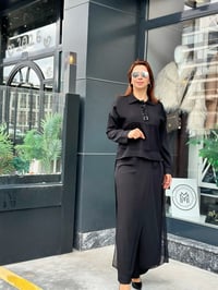 Taş Detaylı Belli Pantolon Etek Takım Siyah