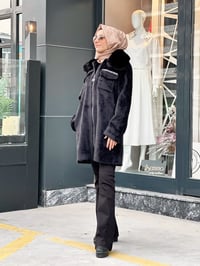Taş Detaylı Cepler Angora Kaban Siyah