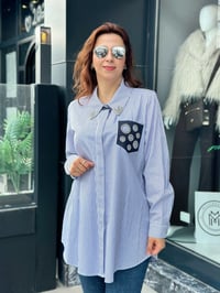 Taş Detaylı Gömlek LACİVERT