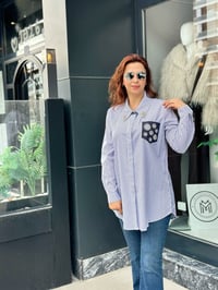 Taş Detaylı Gömlek LACİVERT