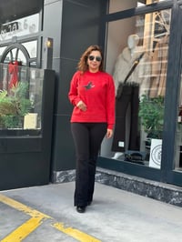 Taş Detaylı Kazak KIRMIZI