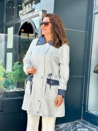 Taş İşlemeli Boncuklu Yazlık Ceket Mavi
