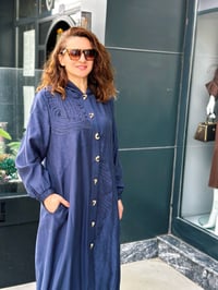 Tencel Kap El Nakışlı Lacivert