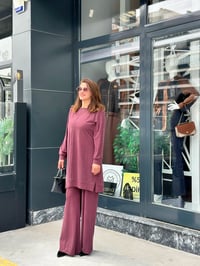 Tencel Modal Tunik & Pantolon Takım Bordo