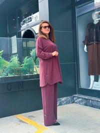 Tencel Qupra Örme Taş İşlemeli Takım Bordo