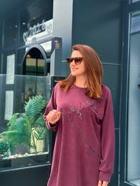 Tencel Qupra Örme Taş İşlemeli Takım Bordo