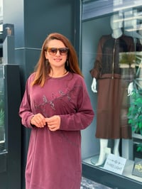 Tencel Qupra Örme Taş İşlemeli Takım Bordo