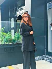 Tencel Qupra Örme Taş İşlemeli Takım Siyah
