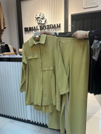 Tencel Taş detaylı Tunik & Pantolon Takım Amber Rengi