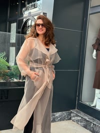 Touche Prive Bej Kuşaklı Organze Trençkot Bej