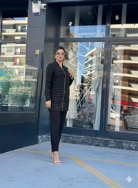 Tüvit Ceketli İkili Pantolonlu Takım Siyah