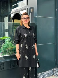 ZİNYA KETEN BONCUK İŞLEMELİ KETEN TAKIM