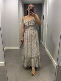 Çıtır Desen İp Askılı Şifon Elbise