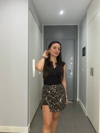 Pullu Bel Detaylı Şort Etek