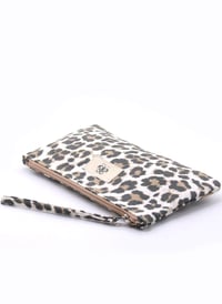 Clutch Çanta Beyaz Leopar