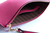 Deri Clutch Çanta El Saplı Fuşya Togo