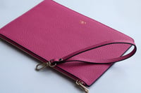 Deri Clutch Çanta El Saplı Fuşya Togo