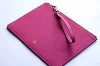 Deri Clutch Çanta El Saplı Fuşya Togo