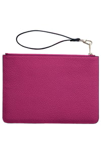 Deri Clutch Çanta El Saplı Fuşya Togo