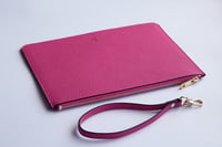Deri Clutch Çanta El Saplı Fuşya Togo