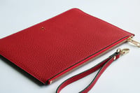 Deri Clutch Çanta El Saplı Kırmızı Togo