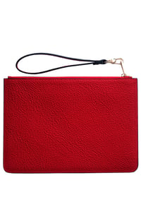 Deri Clutch Çanta El Saplı Kırmızı Togo