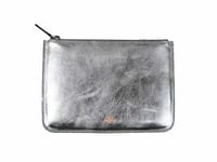 Deri Clutch Çanta Gümüş
