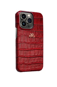 Deri iPhone Kılıf 11 Pro Max  Kırmızı Croco