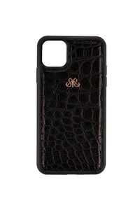 Deri iPhone Kılıf 11 Pro Siyah Timsah