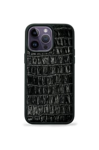 Deri iPhone Kılıf 12-12 Pro Siyah Croco