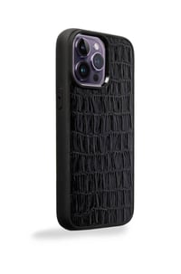 Deri iPhone Kılıf 12-12 Pro Siyah Croco