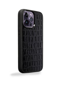 Deri iPhone Kılıf 12 Pro Max Siyah Croco