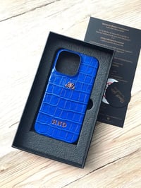 Deri iPhone Kılıf 13 Mini Saks Mavi croco