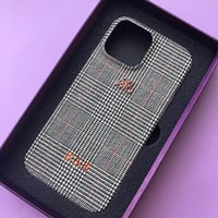 Deri iPhone Kılıf 13 Pro Ekose Full Deri