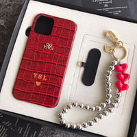 Deri iPhone Kılıf 13 Pro Kırmızı Croco Full Deri