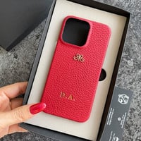 Deri iPhone Kılıf 13 Pro Kırmızı Togo Full Deri