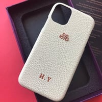 Deri iPhone Kılıf 13 Pro Krem Togo Full Deri