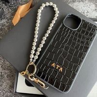 Deri iPhone Kılıf 13 Pro Siyah Croco