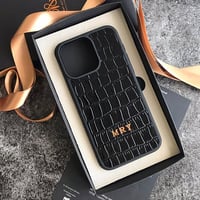 Deri iPhone Kılıf 13 Pro Siyah Croco