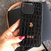 Deri iPhone Kılıf 13 Pro Siyah Croco