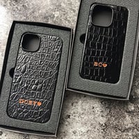 Deri iPhone Kılıf 13 Pro Siyah Croco