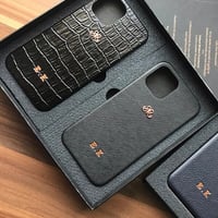 Deri iPhone Kılıf 13 Pro Siyah Croco Full Deri