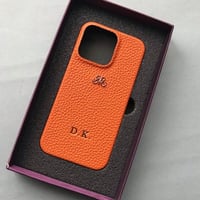 Deri iPhone Kılıf 13 Pro Turuncu Togo Full Deri