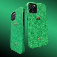 Deri iPhone Kılıf 13 Pro Yeşil Togo Full Deri
