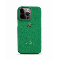 Deri iPhone Kılıf 13 Pro Yeşil Togo Full Deri