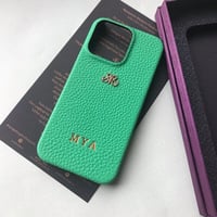 Deri iPhone Kılıf 13 Pro Yeşil Togo Full Deri