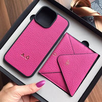 Deri iPhone Kılıf 14- iPhone Kılıf 13  Fuşya Togo